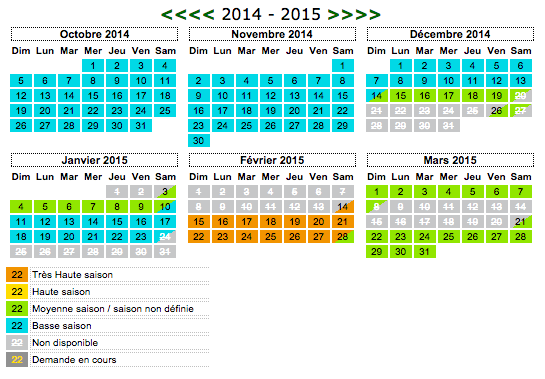 Calendrier rservation