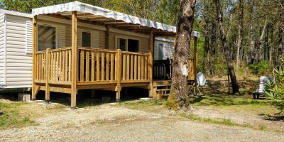 Mobil home en Saint julien en born para  8 •   con piscina compartida 